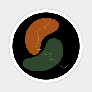 Abstract shape art with line art face in earth tones Magnet